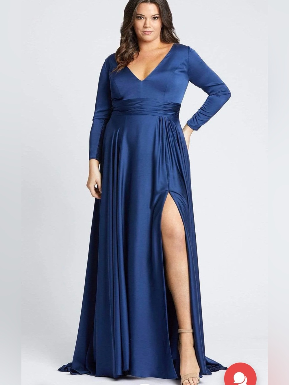 Mac Duggal - 55290 Pleated Band A-Line Slit Evening Gown
